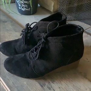 Black wedge booties